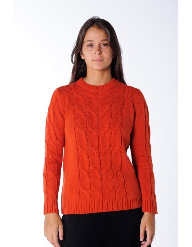 ROUND NECK CABLE KNIT SWEATER