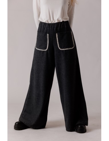 SOFT FABRIC EMBROIDERED POCKETS PANT
